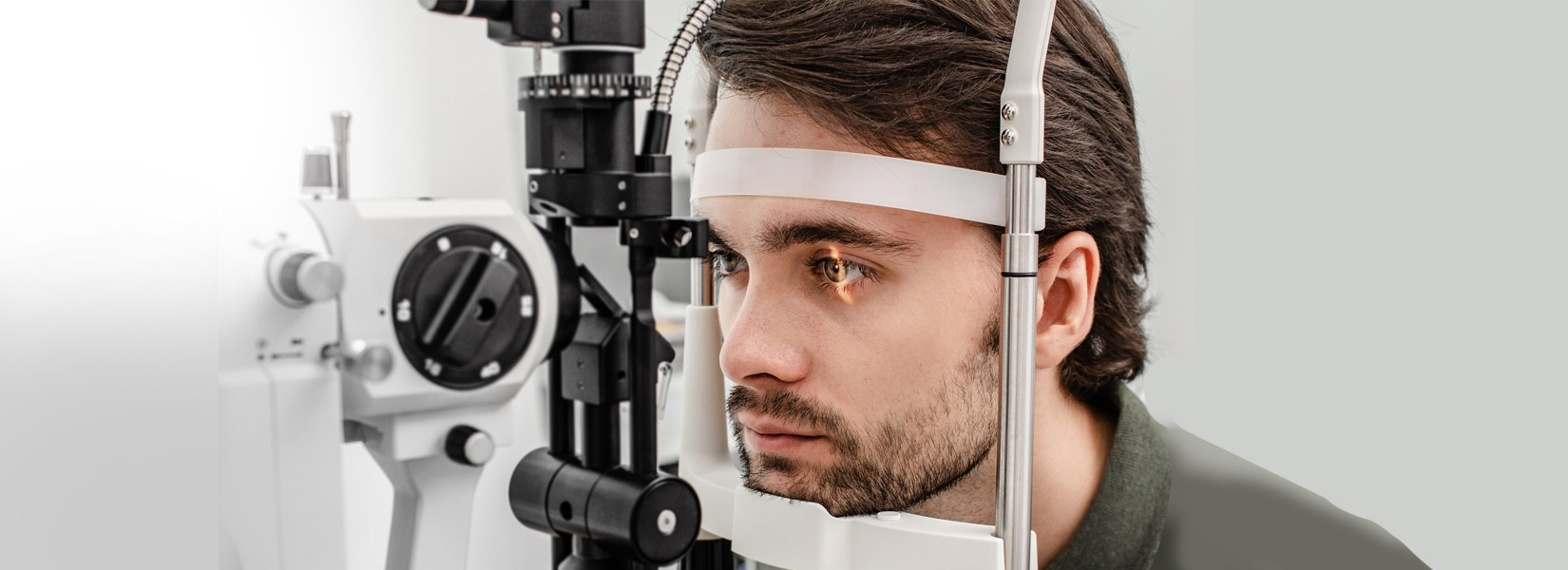 young man during eye exam in Lakepointe Center
